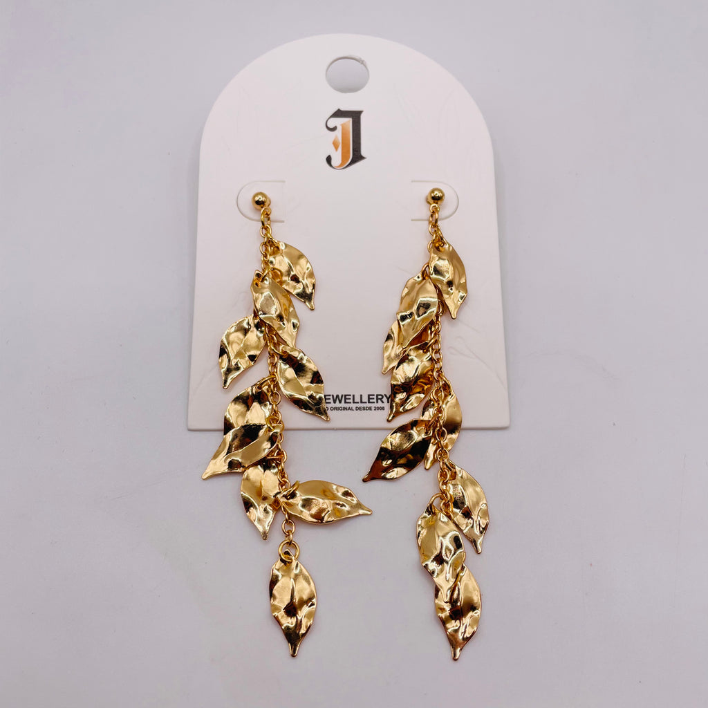 Pendientes Colgantes de Hojas Doradas al Por Mayor | Zinc Aleación Antidesvanecimiento, Joyería de Moda para Mujer|JI JOYA