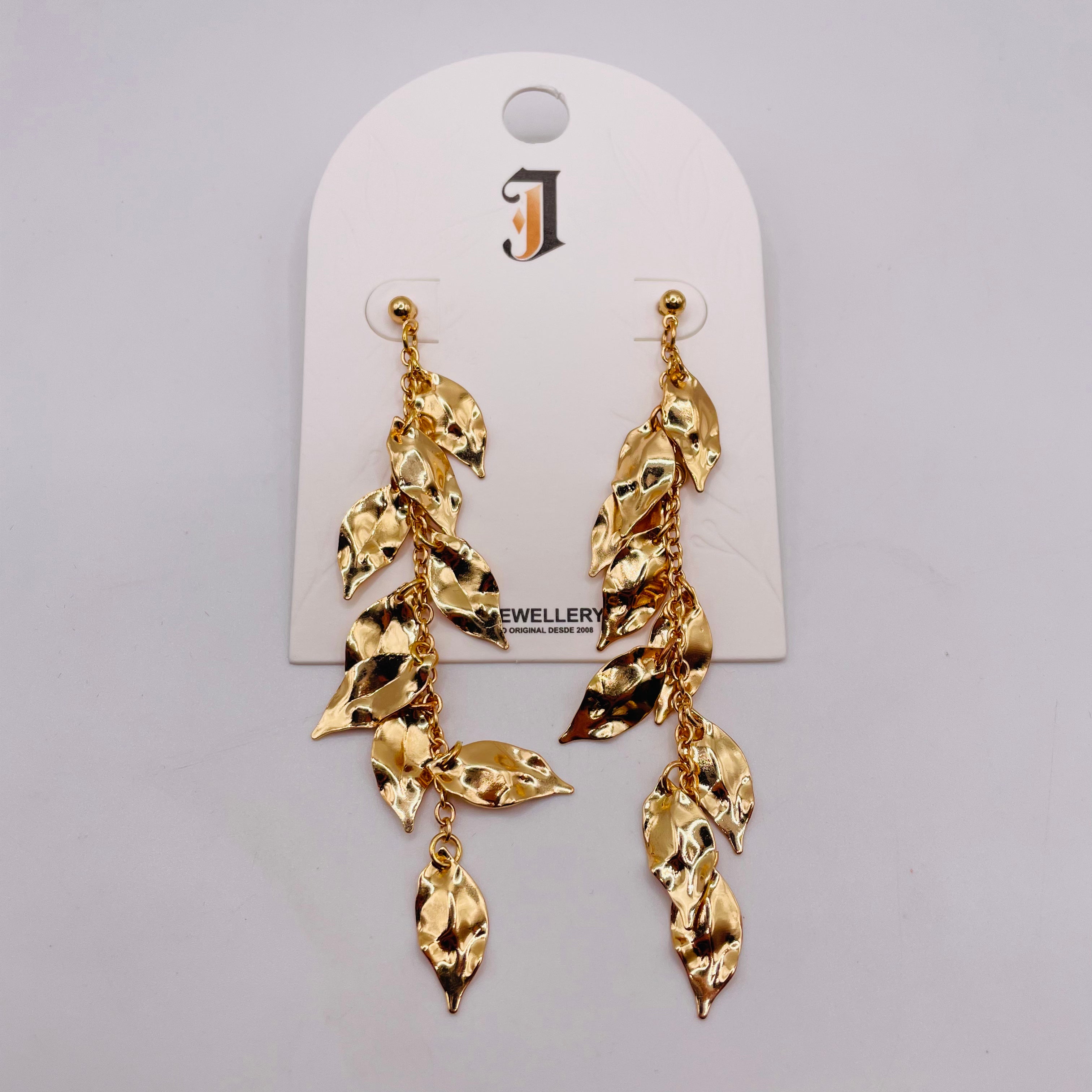Pendientes Colgantes de Hojas Doradas al Por Mayor | Zinc Aleación Antidesvanecimiento, Joyería de Moda para Mujer|JI JOYA
