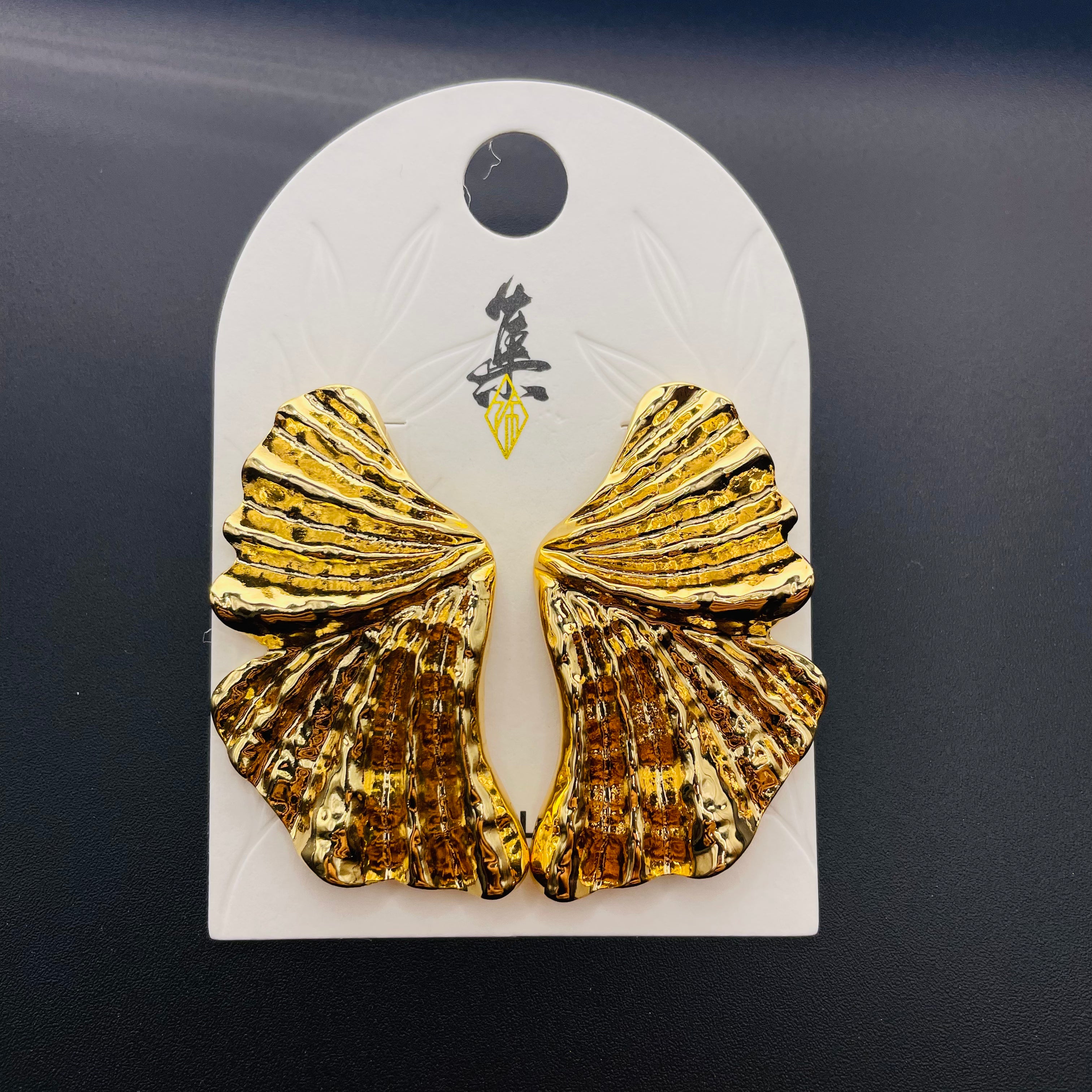 Pendientes de Hoja de Ginkgo Metálicos al Por Mayor | Diseño Texturizado Minimalista, Plata y Dorado|JI JOYA