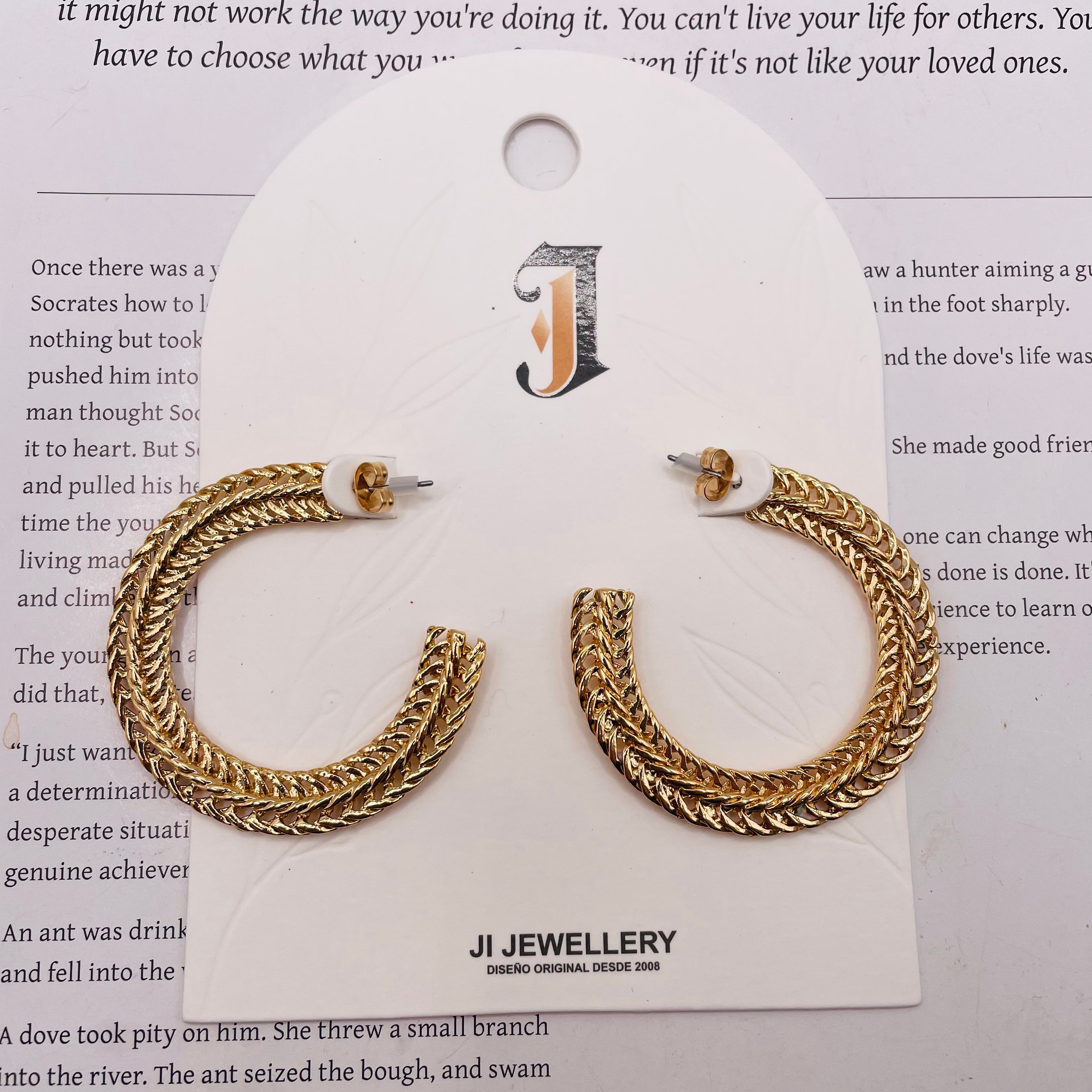 Pendientes Aro Tejidos Dorados y Plateados | Joyería Mayorista B2B, Diseño Texturizado Premium|JI JOYA