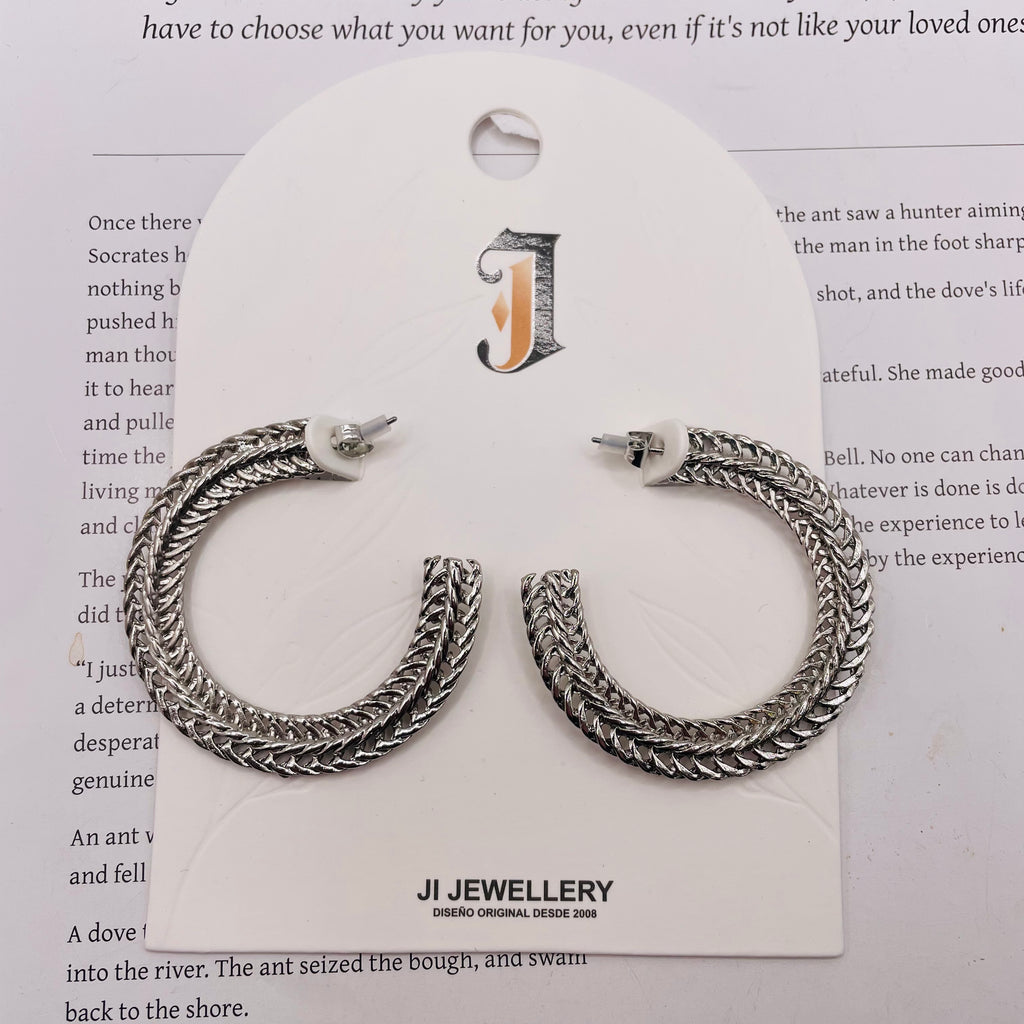 Pendientes Aro Tejidos Dorados y Plateados | Joyería Mayorista B2B, Diseño Texturizado Premium|JI JOYA