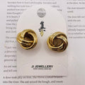 Pendientes Nudo Retorcido Metalico | Accesorio de Moda al Por Mayor, Diseño Unisex Oro y Plata|JI JOYA