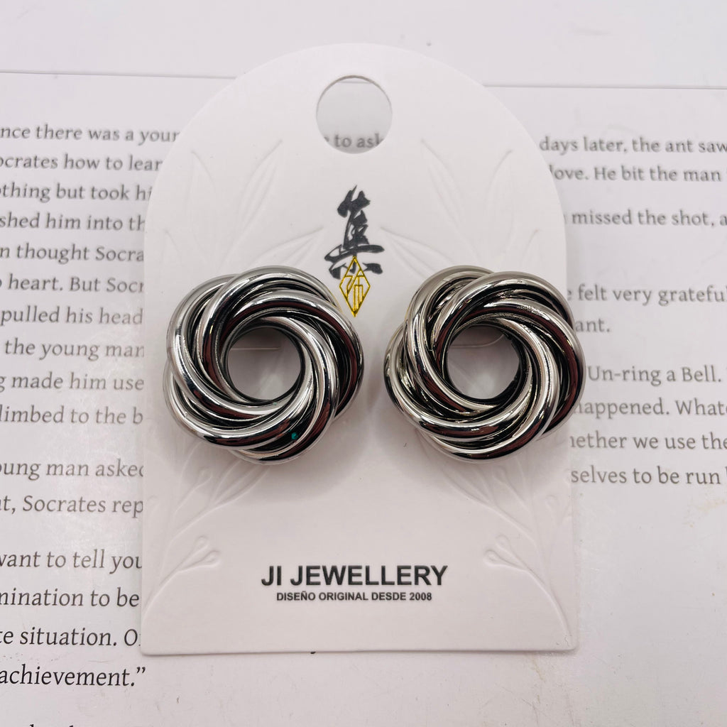 Pendientes de Nudo Enrollado Dorado y Plateado | Joyería Mayorista B2B, Accesorios de Moda Premium|JI JOYA