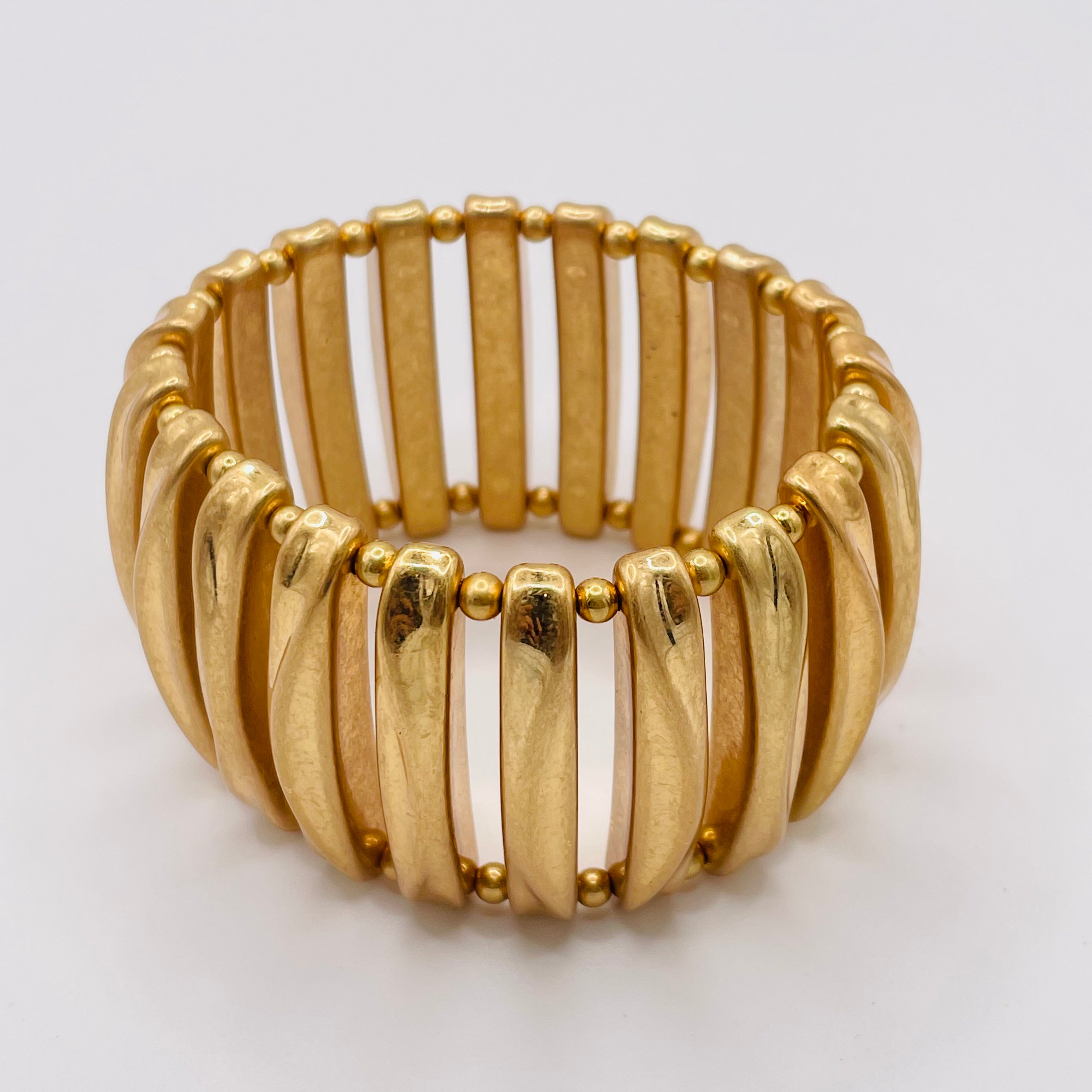Pulsera Elástica de Barras Curvadas en Aleación de Zinc - Diseño Minimalista, Acabado en Plata y Oro - Bisutería de Moda para Mujeres, Venta al Por Mayor| JI JOYA