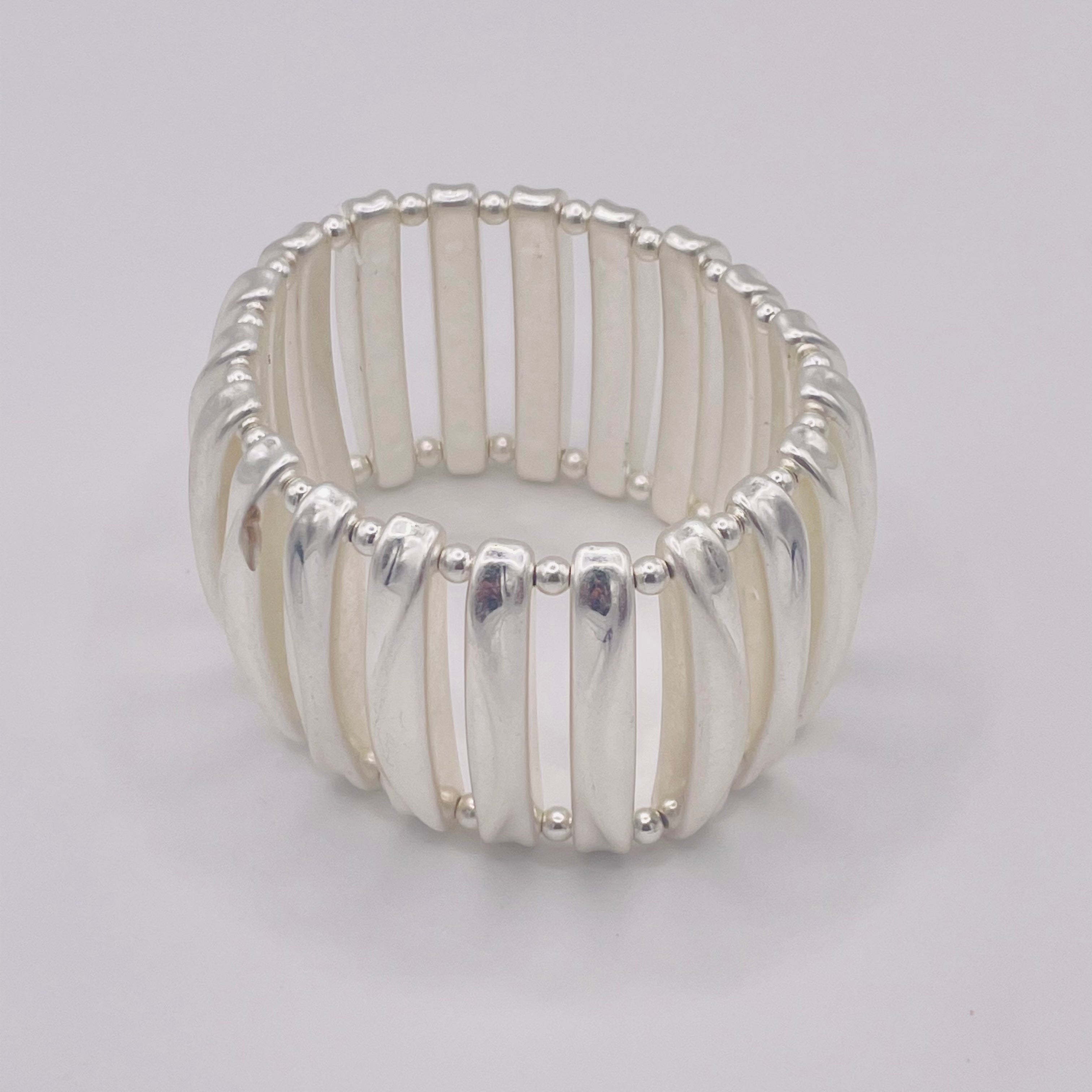 Pulsera Elástica de Barras Curvadas en Aleación de Zinc - Diseño Minimalista, Acabado en Plata y Oro - Bisutería de Moda para Mujeres, Venta al Por Mayor| JI JOYA