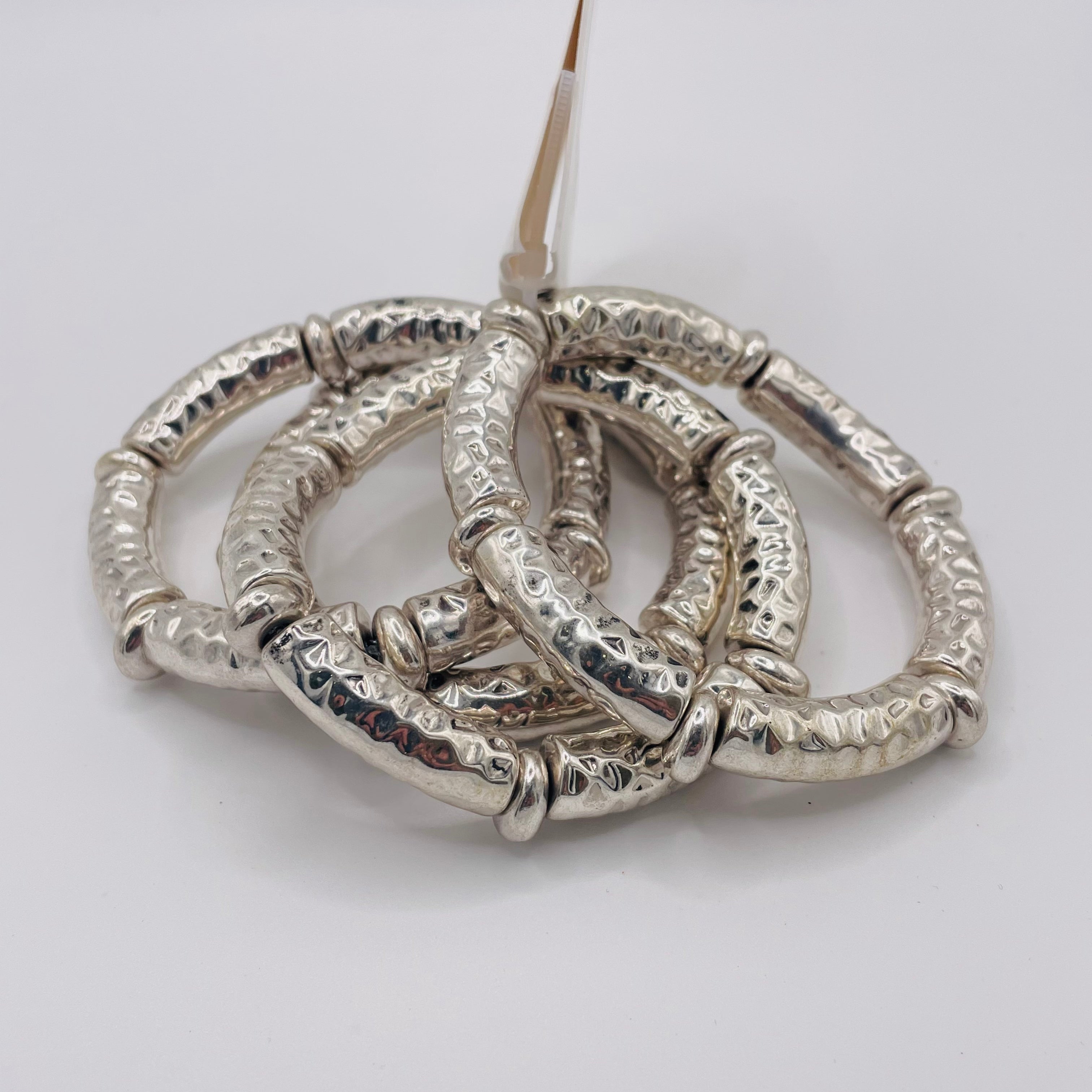 Pulseras elásticas de metal martillado, estilo boho-chic, acabado dorado/plateado, para mujer, joyería de moda al por mayor|JI JOYA