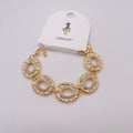 Pulsera Mayorista de Zinc Aleación con Circonias - Diseño Ovalado Texturizado en Oro/Plata|JI JOYA