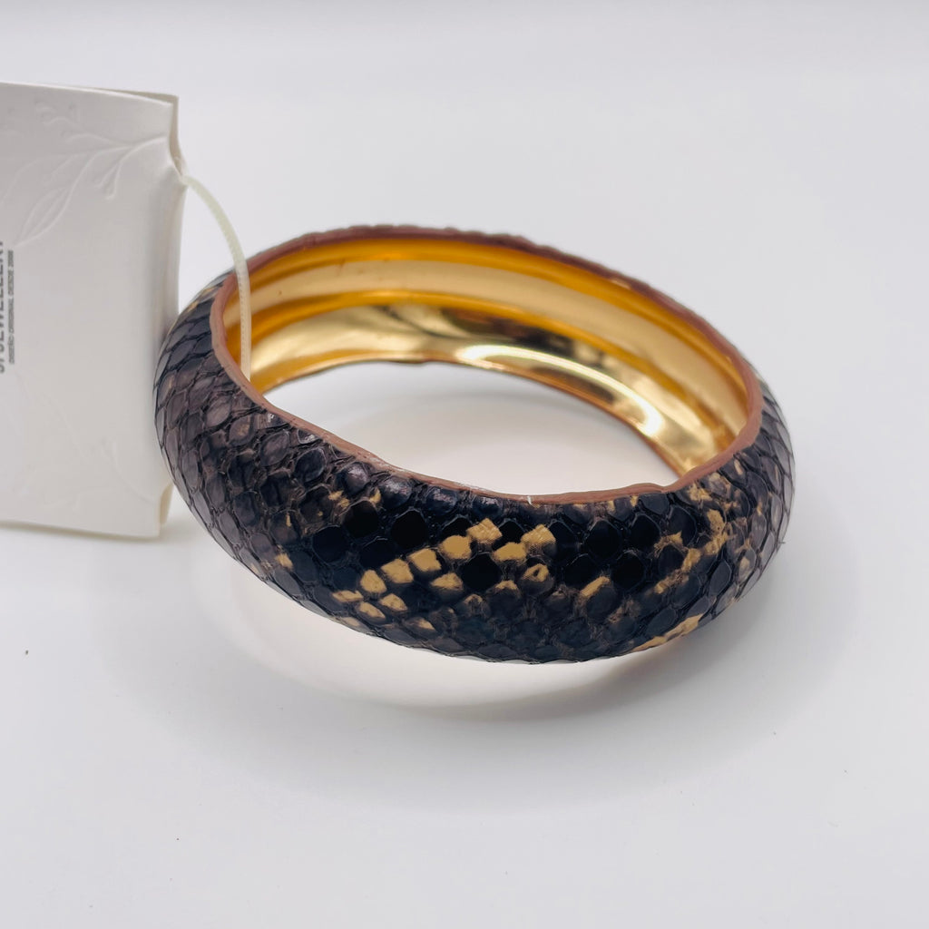 Brazalete de Cuero Sintético con Forro Dorado | Venta al Por Mayor|JI JOYA