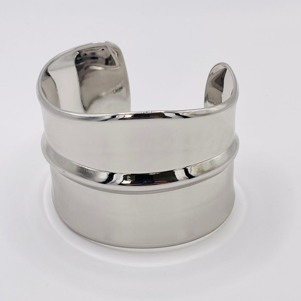 Pulsera Cuff Plata Brillante, Estilo Minimalista, Joyería Mayorista para Mujer|JI JOYA