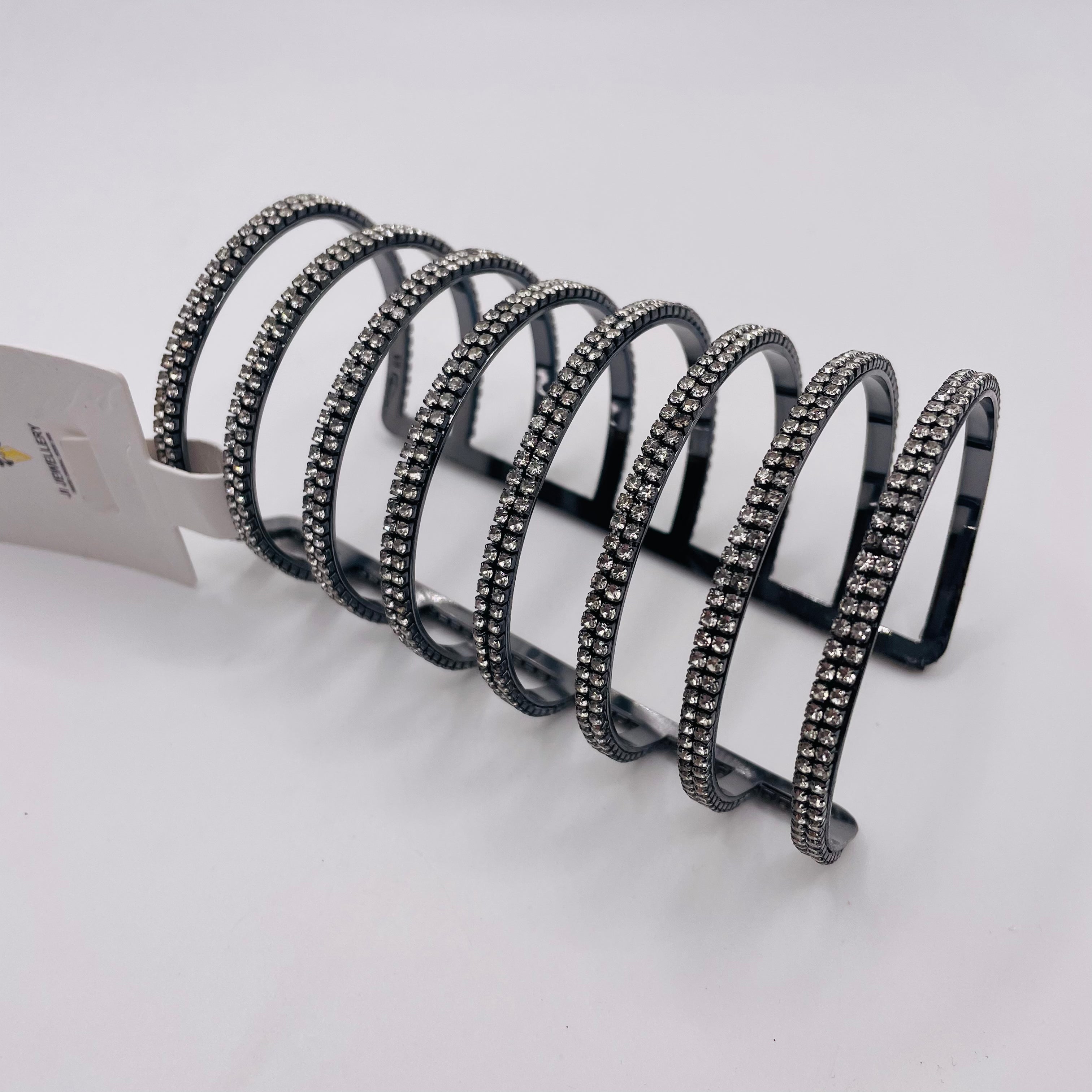 Pulsera Espiral de Zirconia Cúbica en Zinc Negro | Bisutería Mayorista para Mujer|JI JOYA