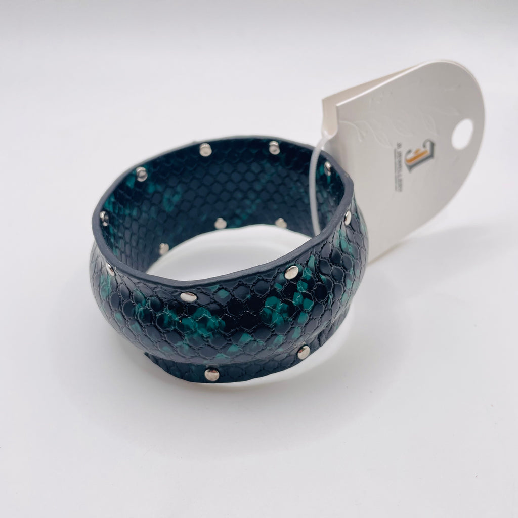 Pulsera de Serpiente con Tachuelas | Diseño de Cuero de Serpiente en 3 Colores | Joyería Mayorista de Moda|JI JOYA