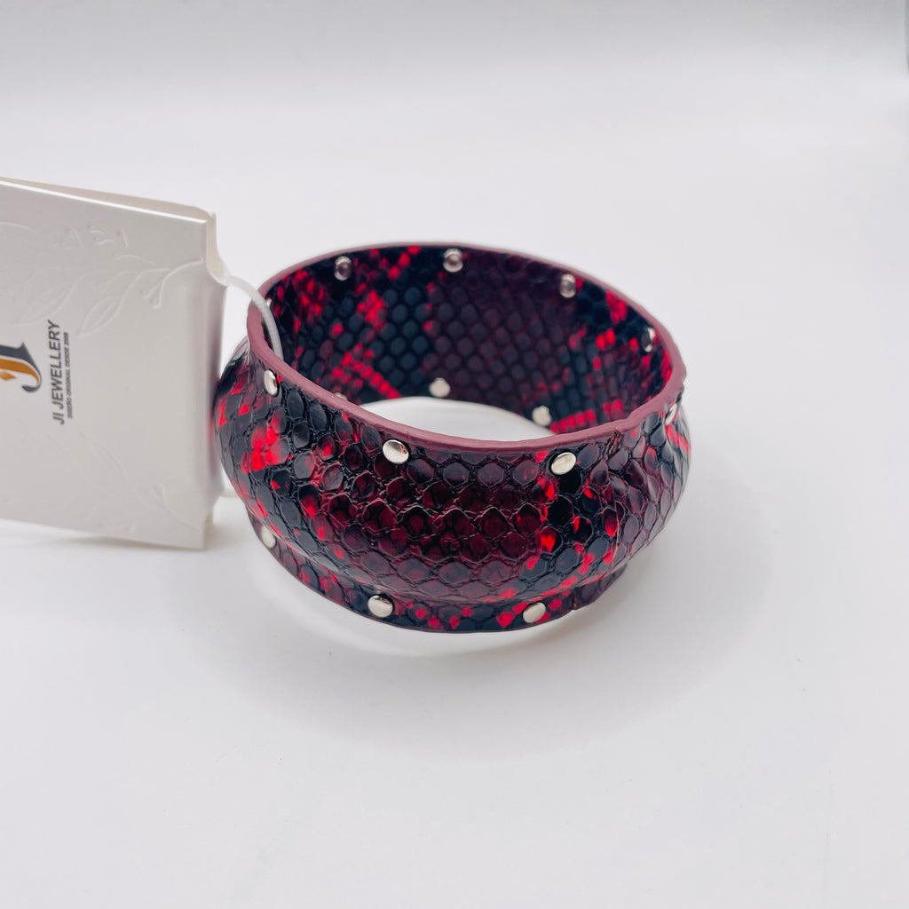 Pulsera de Serpiente con Tachuelas | Diseño de Cuero de Serpiente en 3 Colores | Joyería Mayorista de Moda|JI JOYA