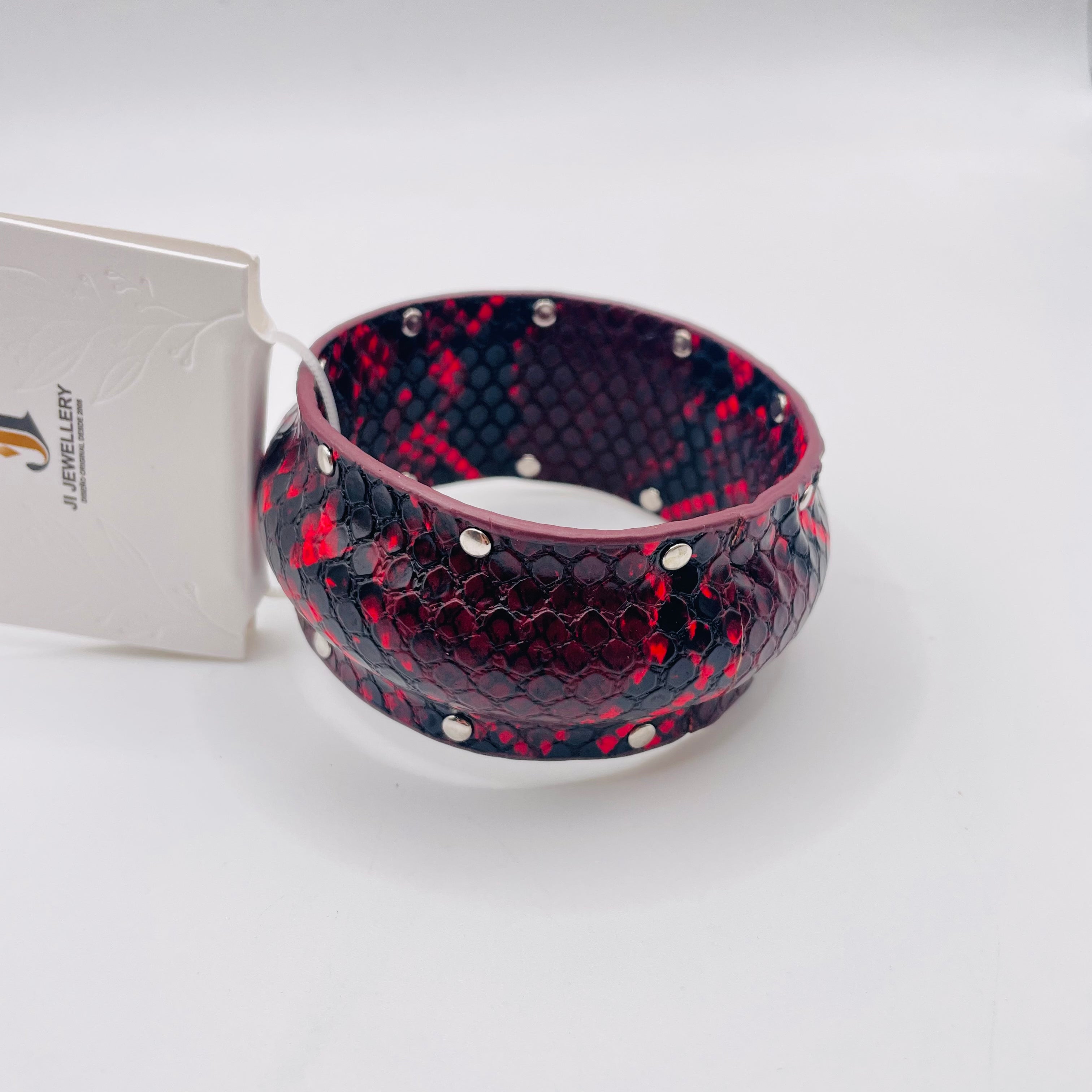 Pulsera de Serpiente con Tachuelas | Diseño de Cuero de Serpiente en 3 Colores | Joyería Mayorista de Moda|JI JOYA