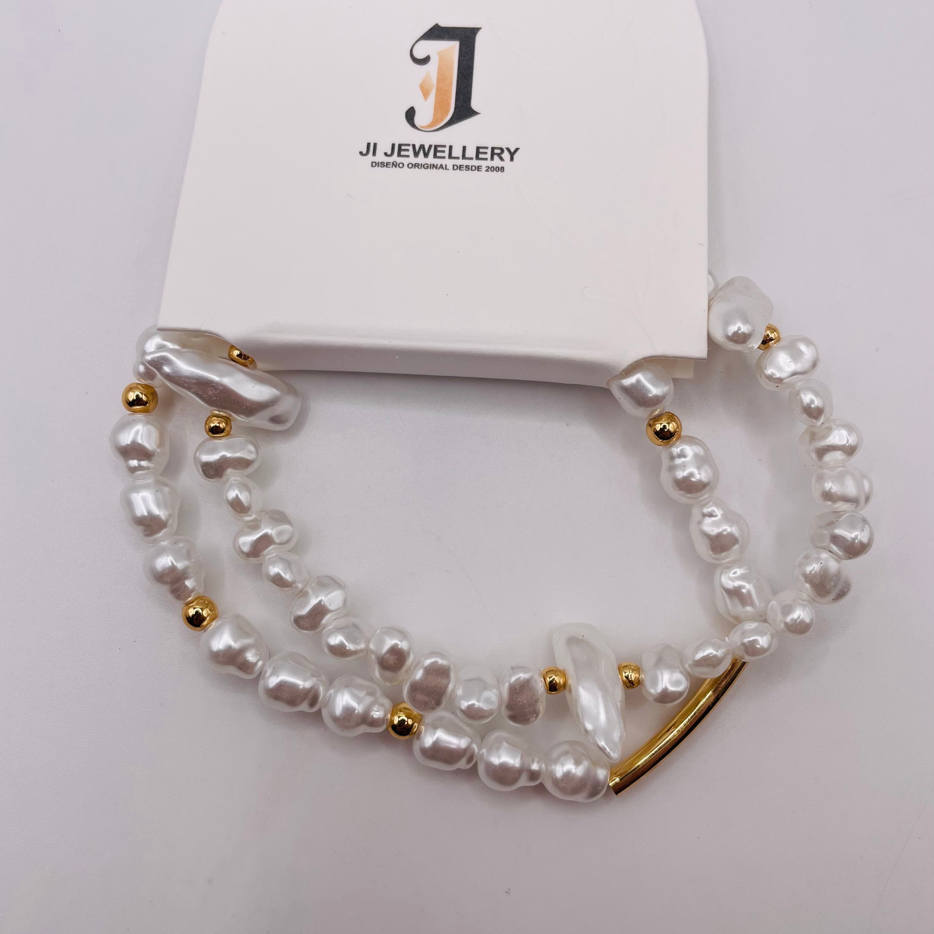 ulsera de Perlas Barrocas Doble Capa al Por Mayor | Joyería de Moda Europea Minimalista|JI JOYA