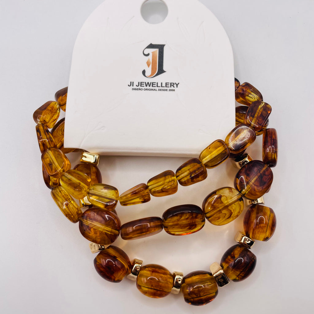 Pulseras de Resina en Lote | Set de 2 Piezas Elásticas | 3 Colores para Reventa | Joyería Mayorista España| 3 Colores Disponibles (Verde, Azul, Ámbar) | Joyería de Moda Mayorista| JI JOYA