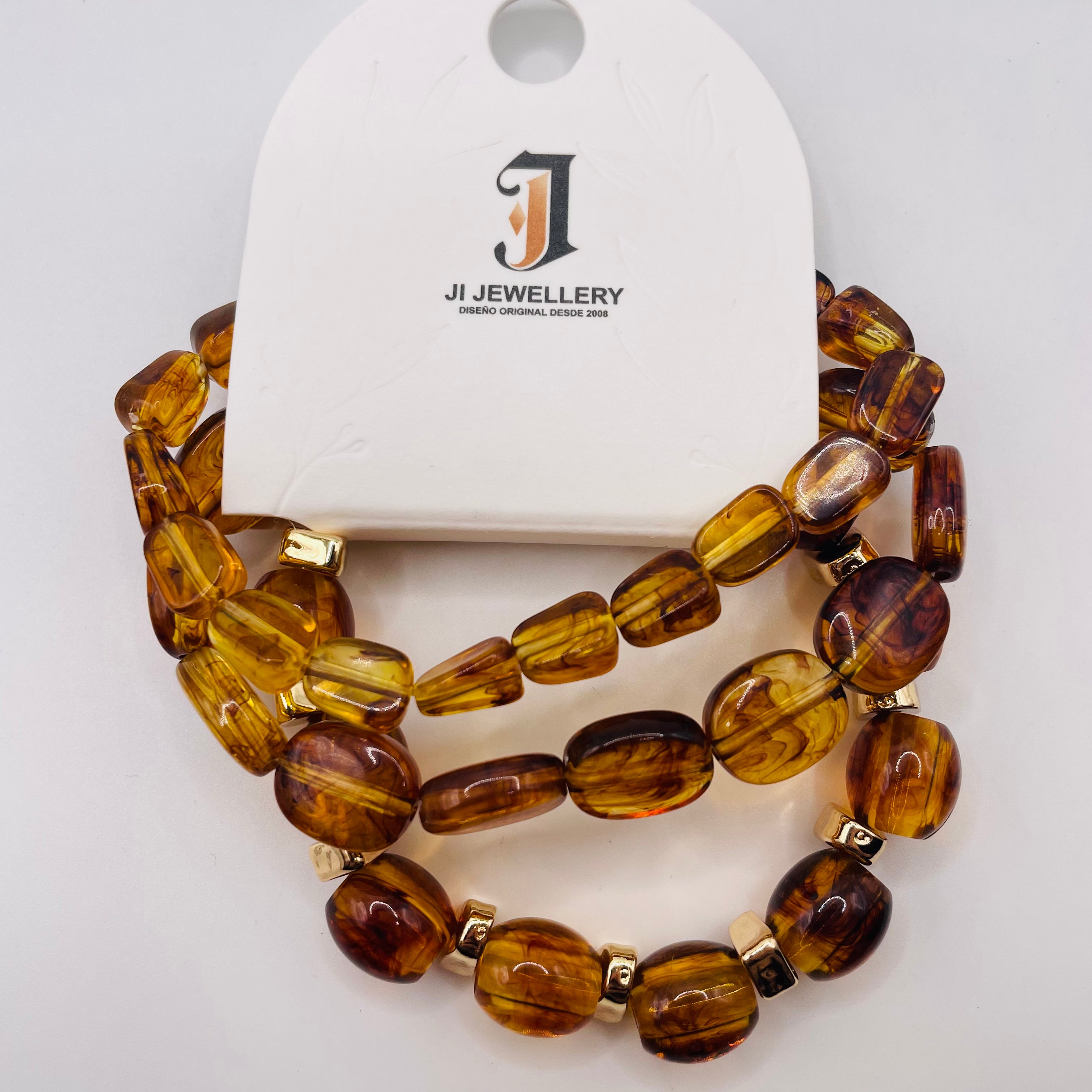 Pulseras de Resina en Lote | Set de 2 Piezas Elásticas | 3 Colores para Reventa | Joyería Mayorista España| 3 Colores Disponibles (Verde, Azul, Ámbar) | Joyería de Moda Mayorista| JI JOYA