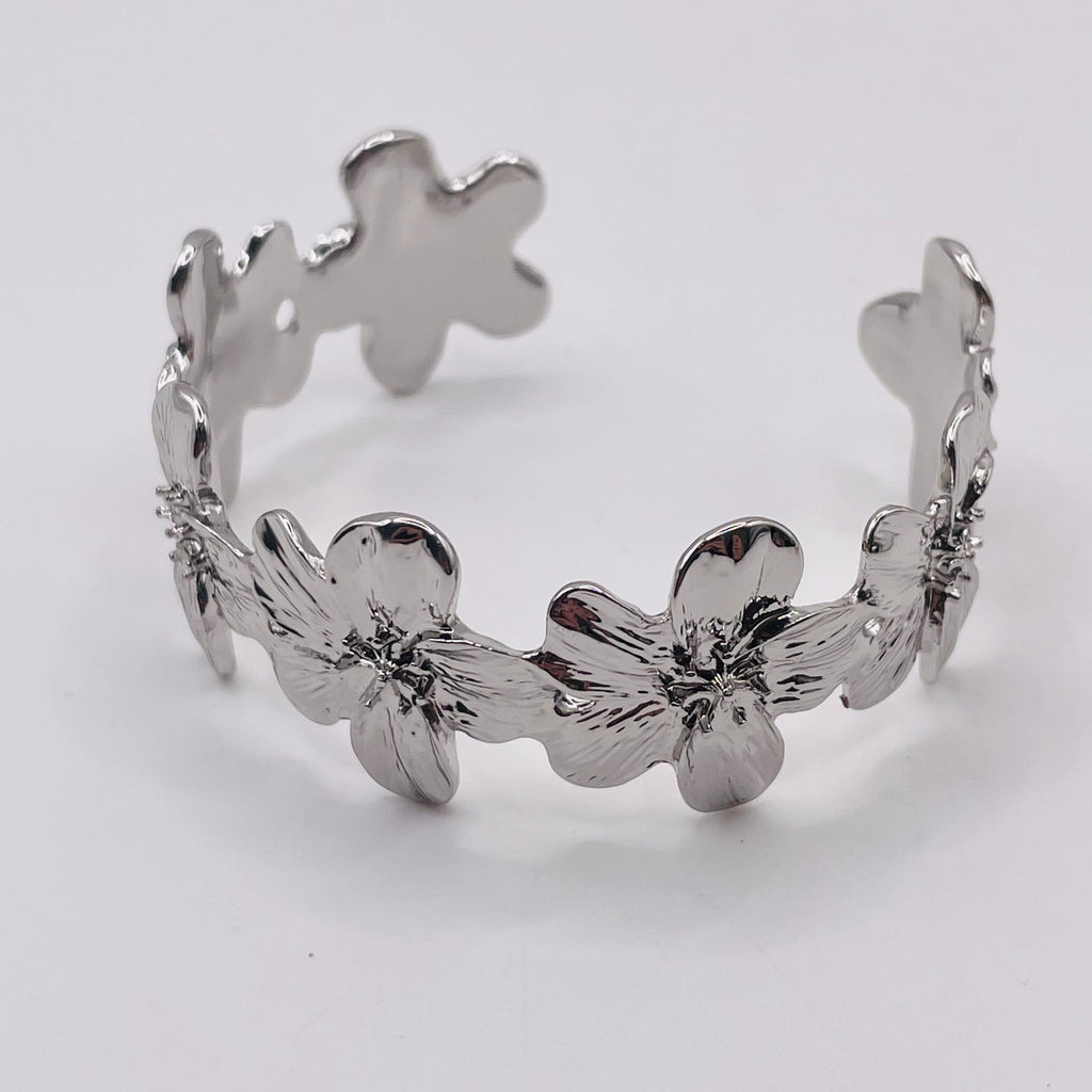 Brazalete Ajustable de Flores 3D en Aleación | Dorado/Plata | Joyería de Moda Mayorista para Mujer|JI JOYA