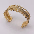 Pulsera Brazalete Abierta Texturizada Dorada y Plateada | Joyería al Por Mayor B2B, Diseño Único, Accesorio de Moda|JI JOYA