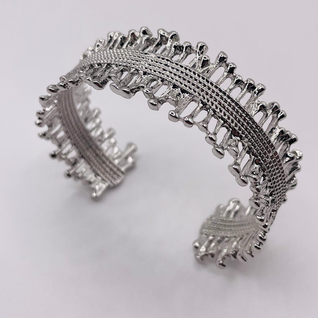 Pulsera Brazalete Abierta Texturizada Dorada y Plateada | Joyería al Por Mayor B2B, Diseño Único, Accesorio de Moda|JI JOYA