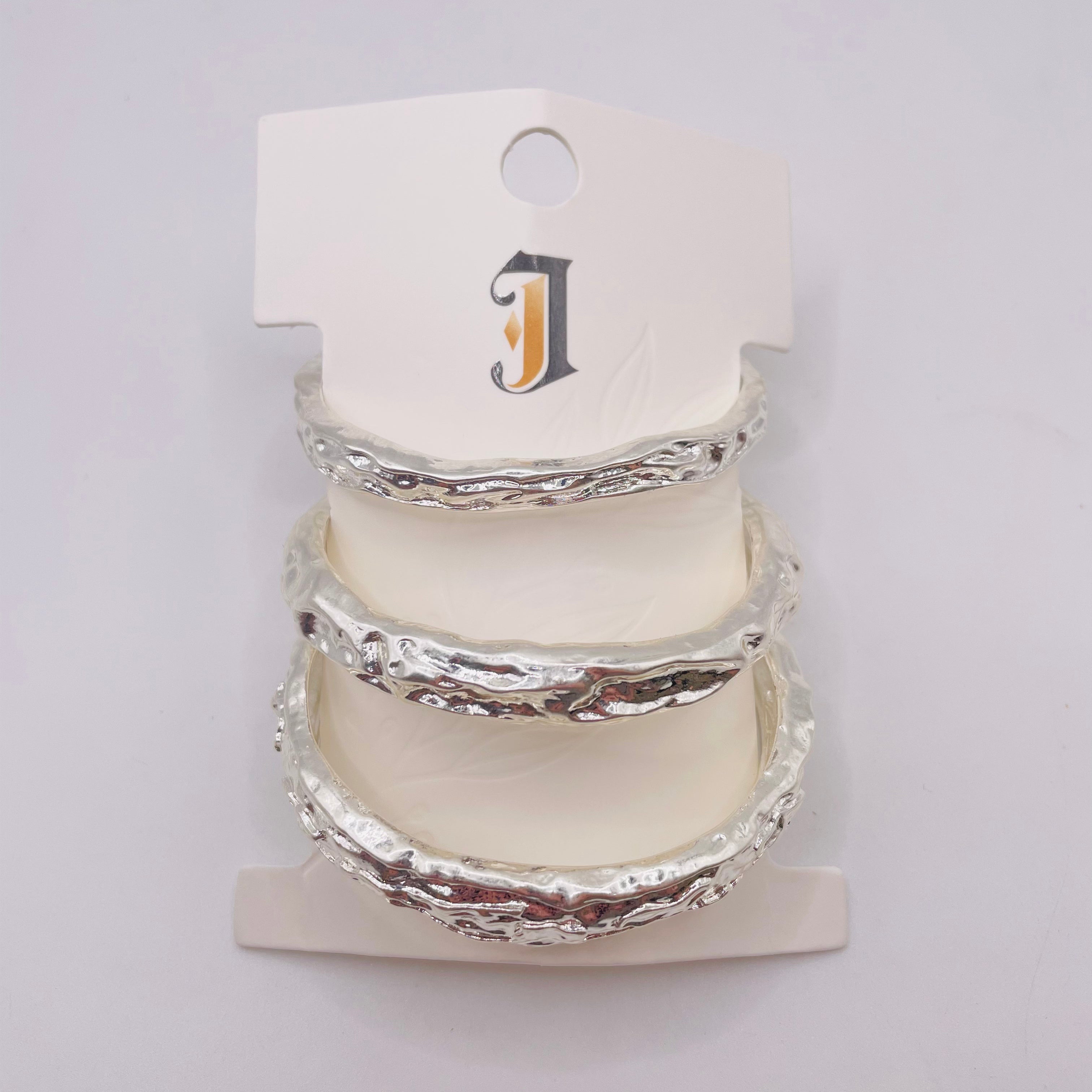 Set de 3 Pulseras Texturizadas en Dorado/Plata - Diseño Orgánico Hammered, Joyería de Moda al Por Mayor|JI JOYA