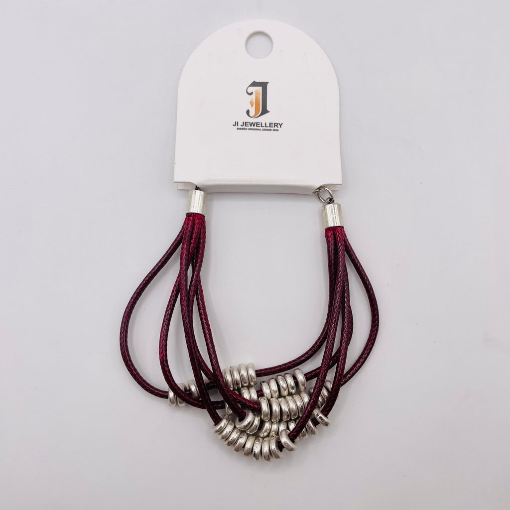 Pulsera de Cuero Trenzado con Abalorios Metálicos, Diseño Multicapa, Mayorista B2B|JI JOYA