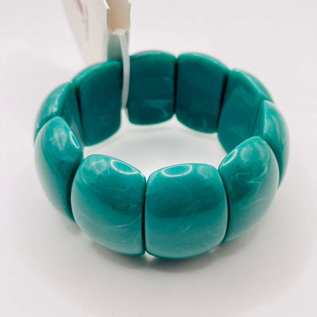 Pulsera Elástica de Resina Verde Turquesa | Mayorista Accesorios de Moda al Por Mayor|JI JOYA
