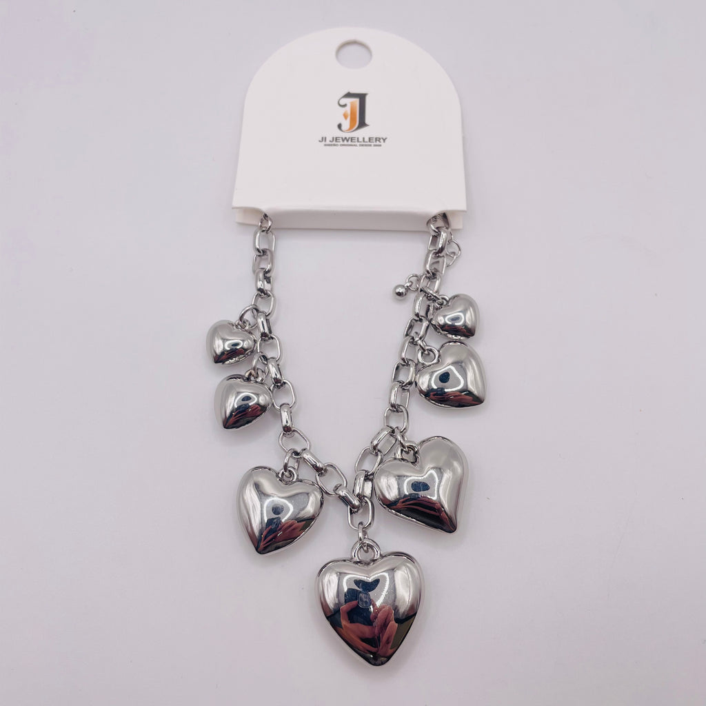 Pulsera de Zinc allory con Dijes de Corazón Brillante | Mayorista de Joyería Moda