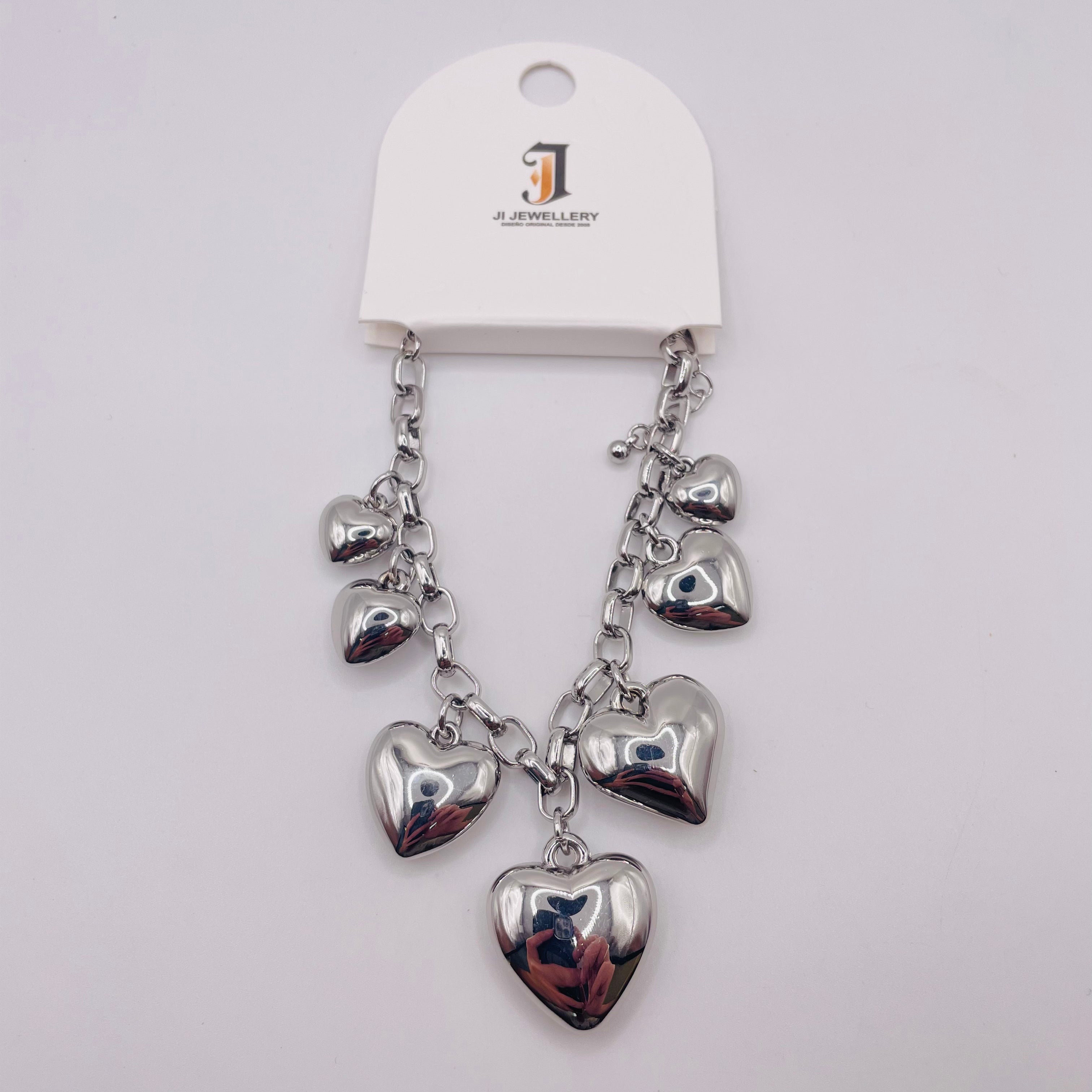 Pulsera de Zinc allory con Dijes de Corazón Brillante | Mayorista de Joyería Moda