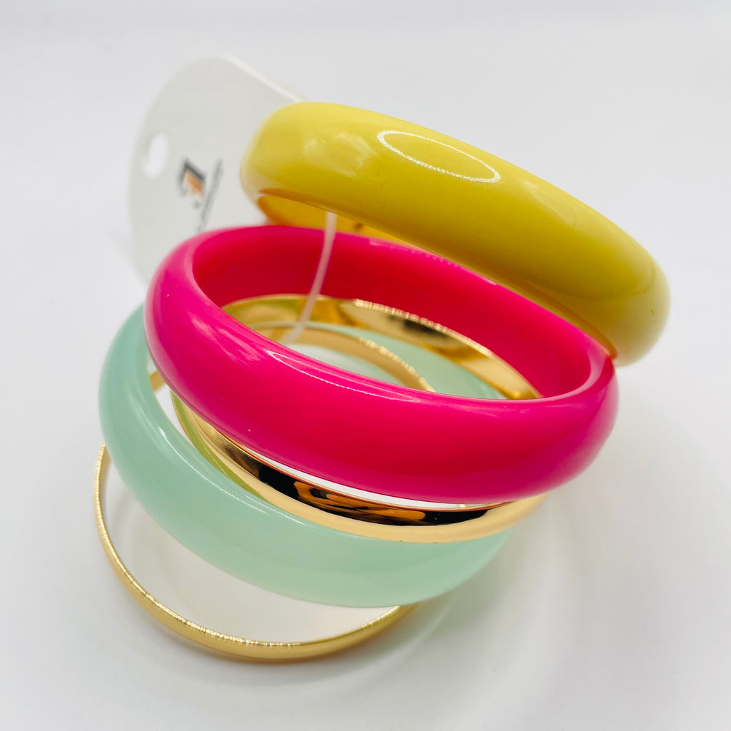 Pulseras de resina coloridas combinadas al por mayor | Brazaletes de moda apilables para mujeres| JI JOYA
