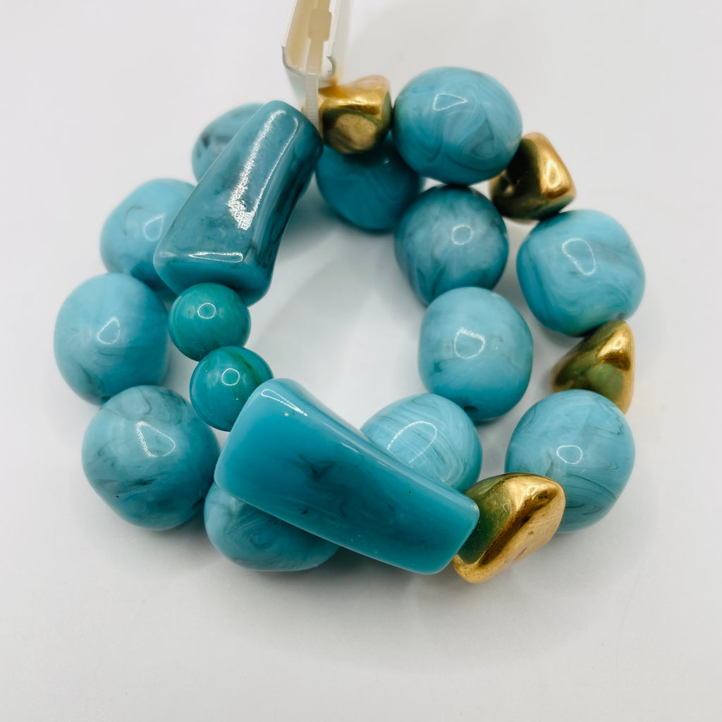 Pulseras de cuentas de resina con detalles dorados | Mayorista B2B, 2 colores disponibles|JI JOYA