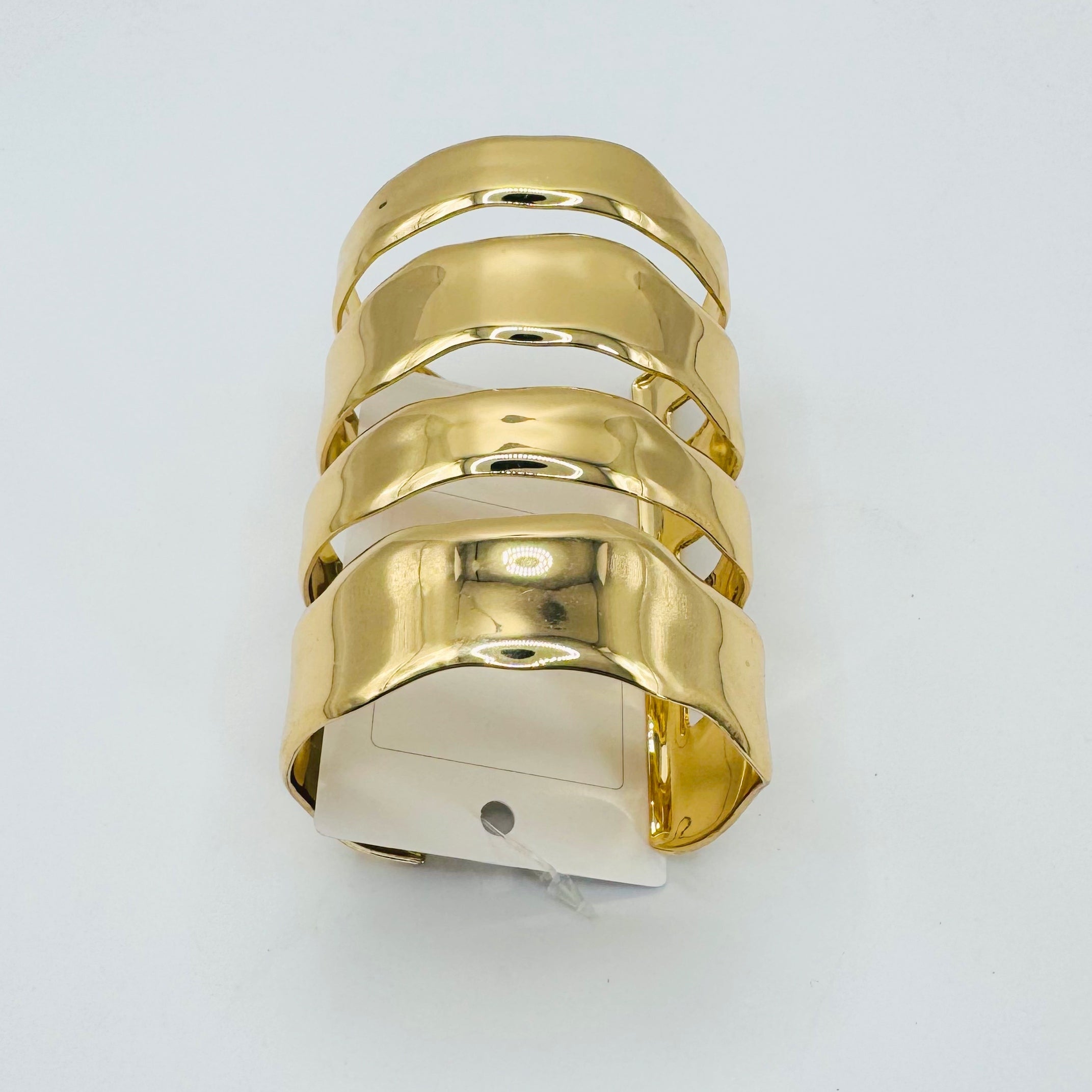 Pulsera Brazalete Ondulada en Zinc Aleación | Mayorista Mujer, Dorado Brillante y Dorado Mate|JI JOYA