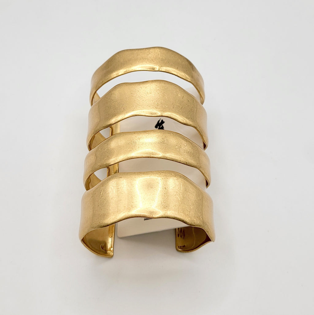 Pulsera Brazalete Ondulada en Zinc Aleación | Mayorista Mujer, Dorado Brillante y Dorado Mate|JI JOYA