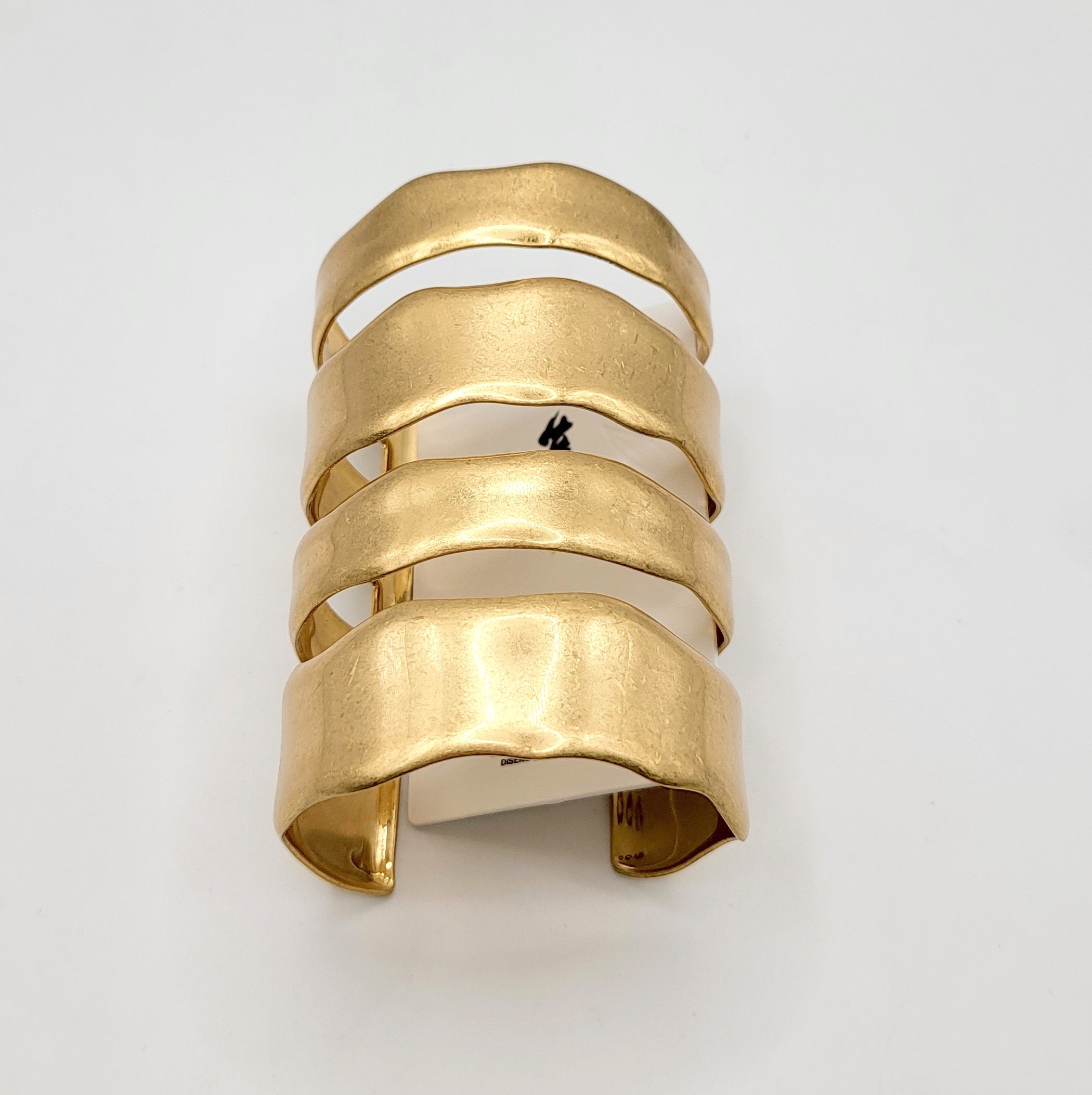 Pulsera Brazalete Ondulada en Zinc Aleación | Mayorista Mujer, Dorado Brillante y Dorado Mate|JI JOYA