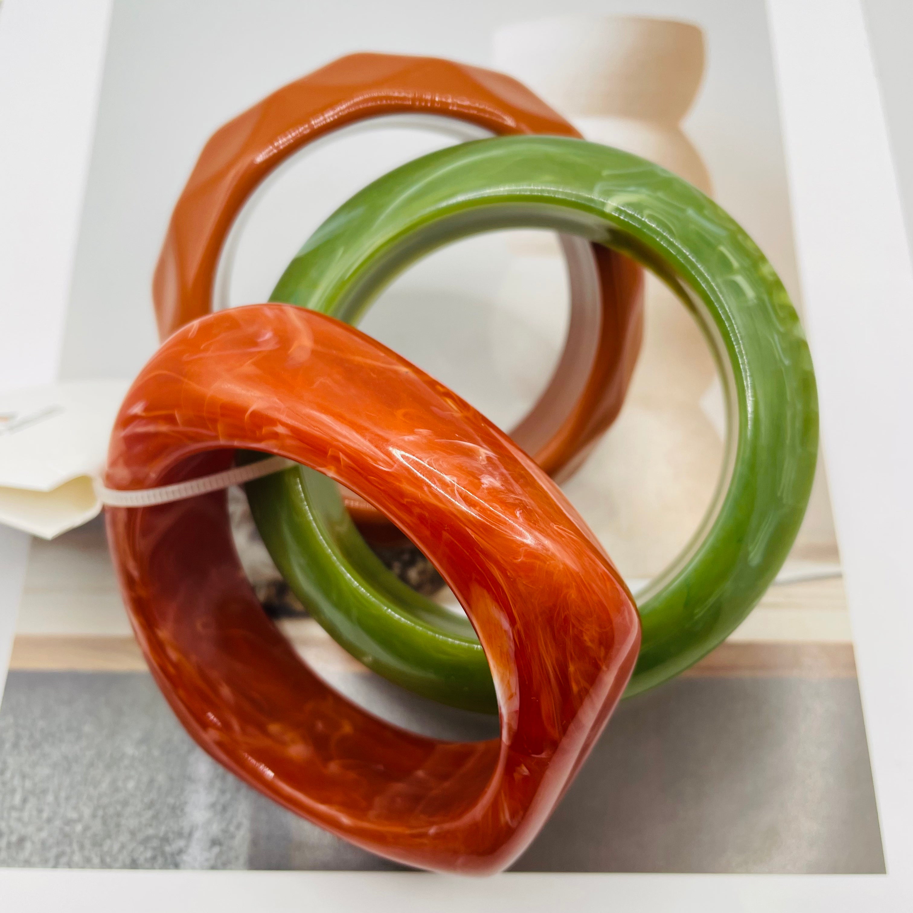 Pulseras de resina con diseño geométrico colorido, pulseras de moda al por mayor para mujeres, accesorios de joyería de tendencia|JI JOYA