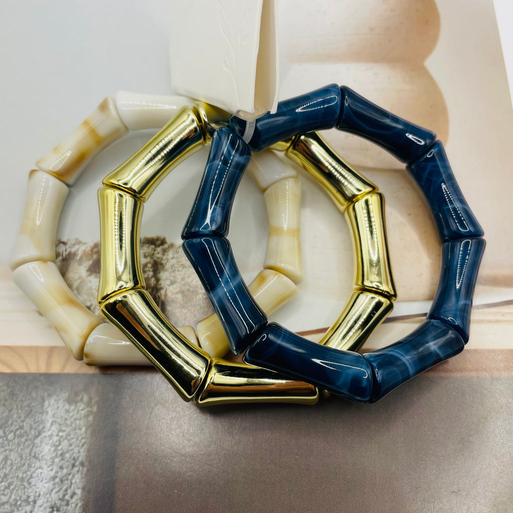 Pulseras de Bambu Resina Dorada Juego de 4 Colores | Mayorista Accesorios de Moda al Por Mayor|JI JOYA