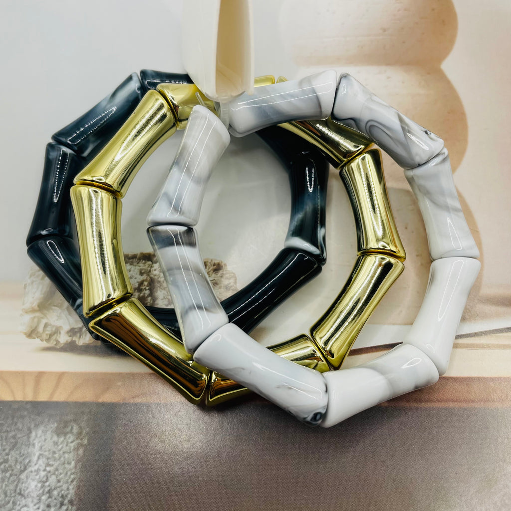 Pulseras de Bambu Resina Dorada Juego de 4 Colores | Mayorista Accesorios de Moda al Por Mayor|JI JOYA