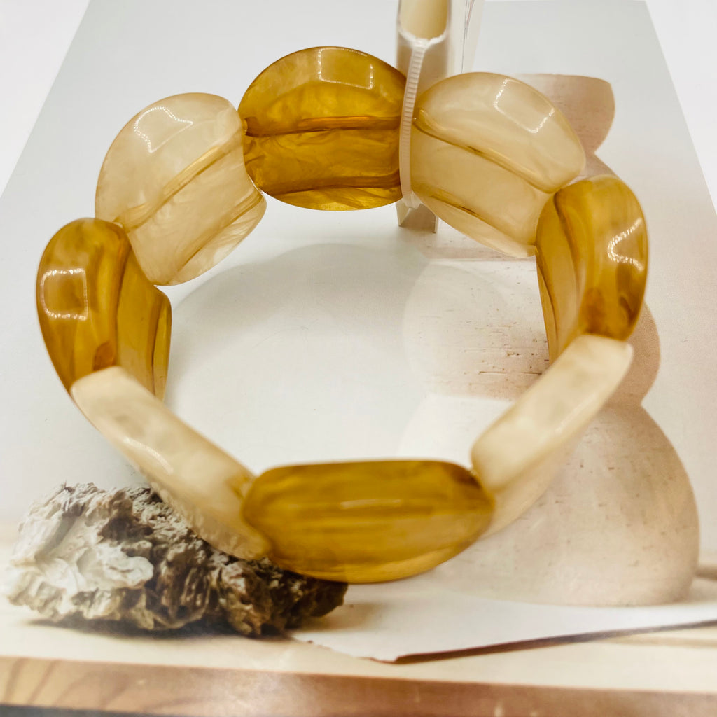 Pulsera elástica de resina con vetas marmoladas, estilo casual elegante, mayorista B2B| JI JOYA