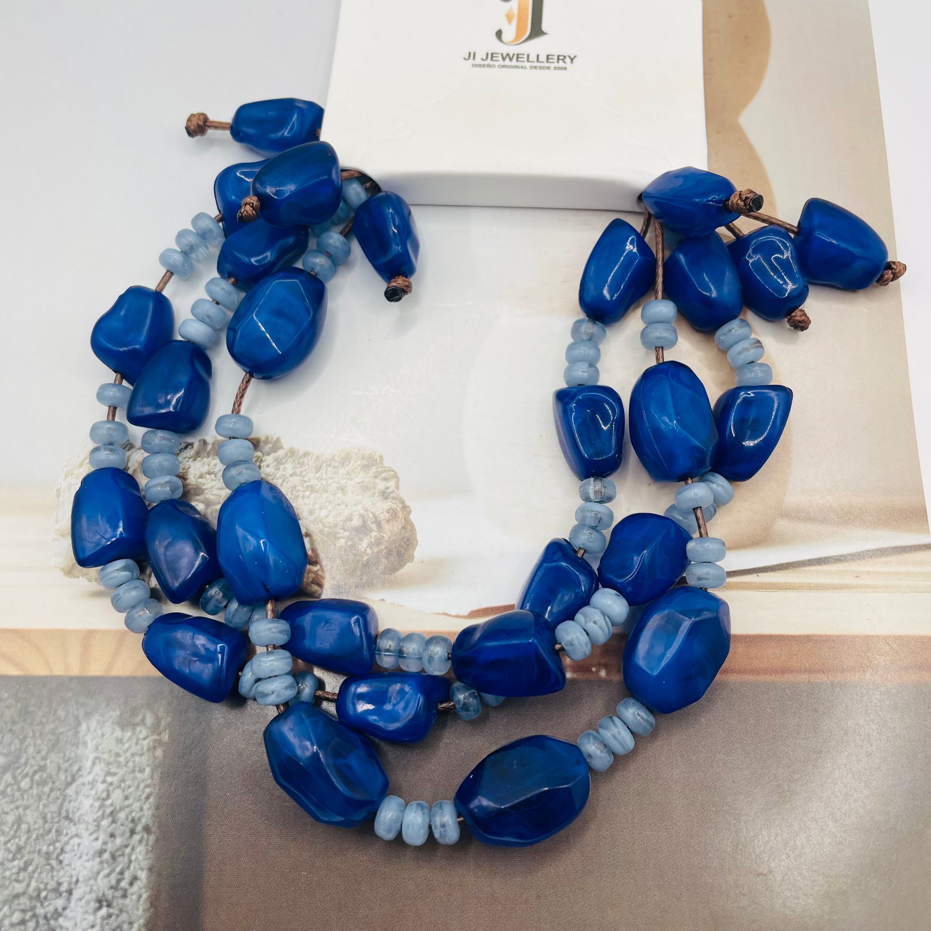 Pulsera de cuentas de resina irregular de doble color, accesorio de moda al por mayor, diseño artesanal para mujeres| JI JOYA