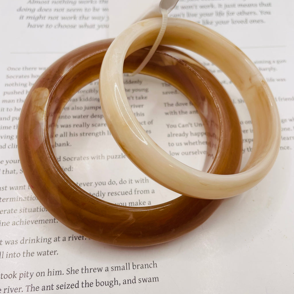 Pulseras de Ónix Marrón y Crema al por mayor | Brazaletes de Resina Elegantes para Distribuidores|JI JOYA