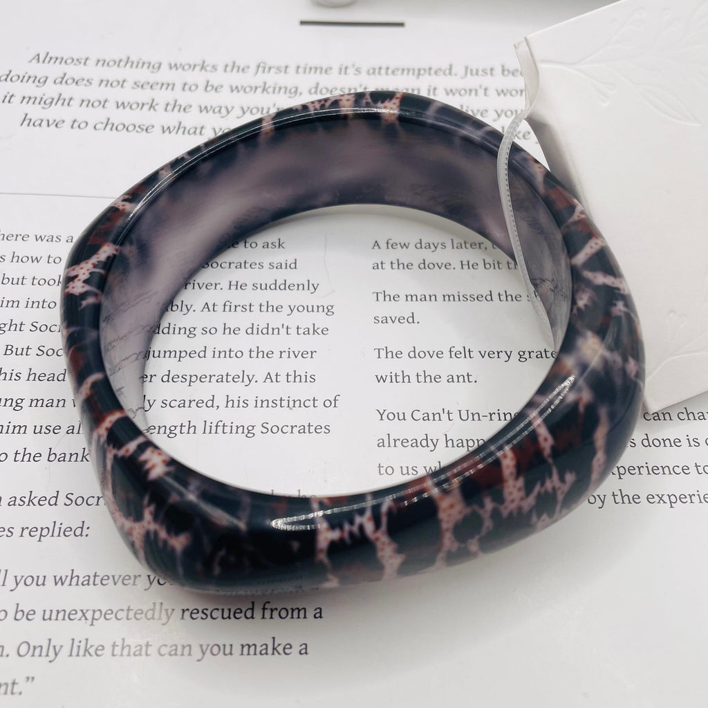 Pulsera de Resina Estampada de Leopardo | Joyería Mayorista para Mujer, Diseño Cuadrado Elegante|JI JOYA