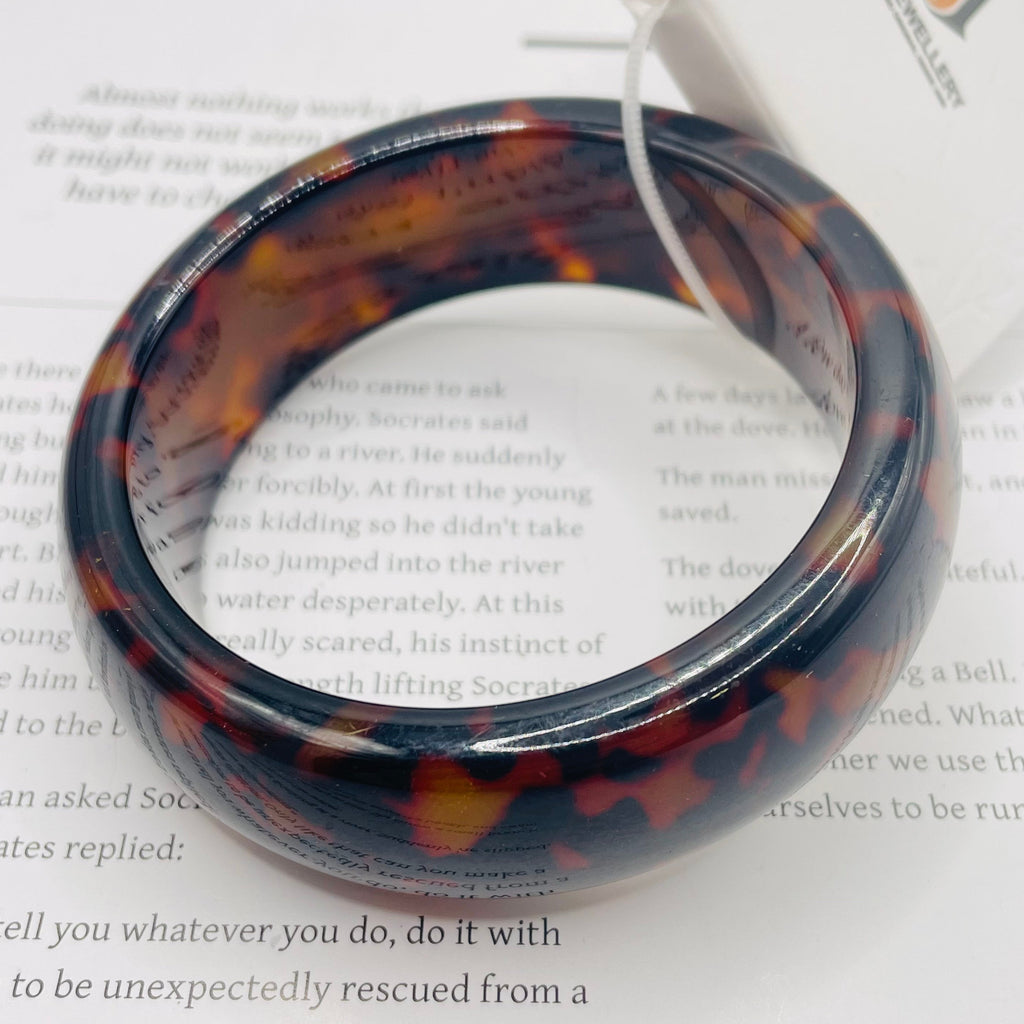 Pulsera Ancha de Resina con Patrón Carey | Brazalete de Moda Vintage para Mujer | Joyería Mayorista|JI JOYA