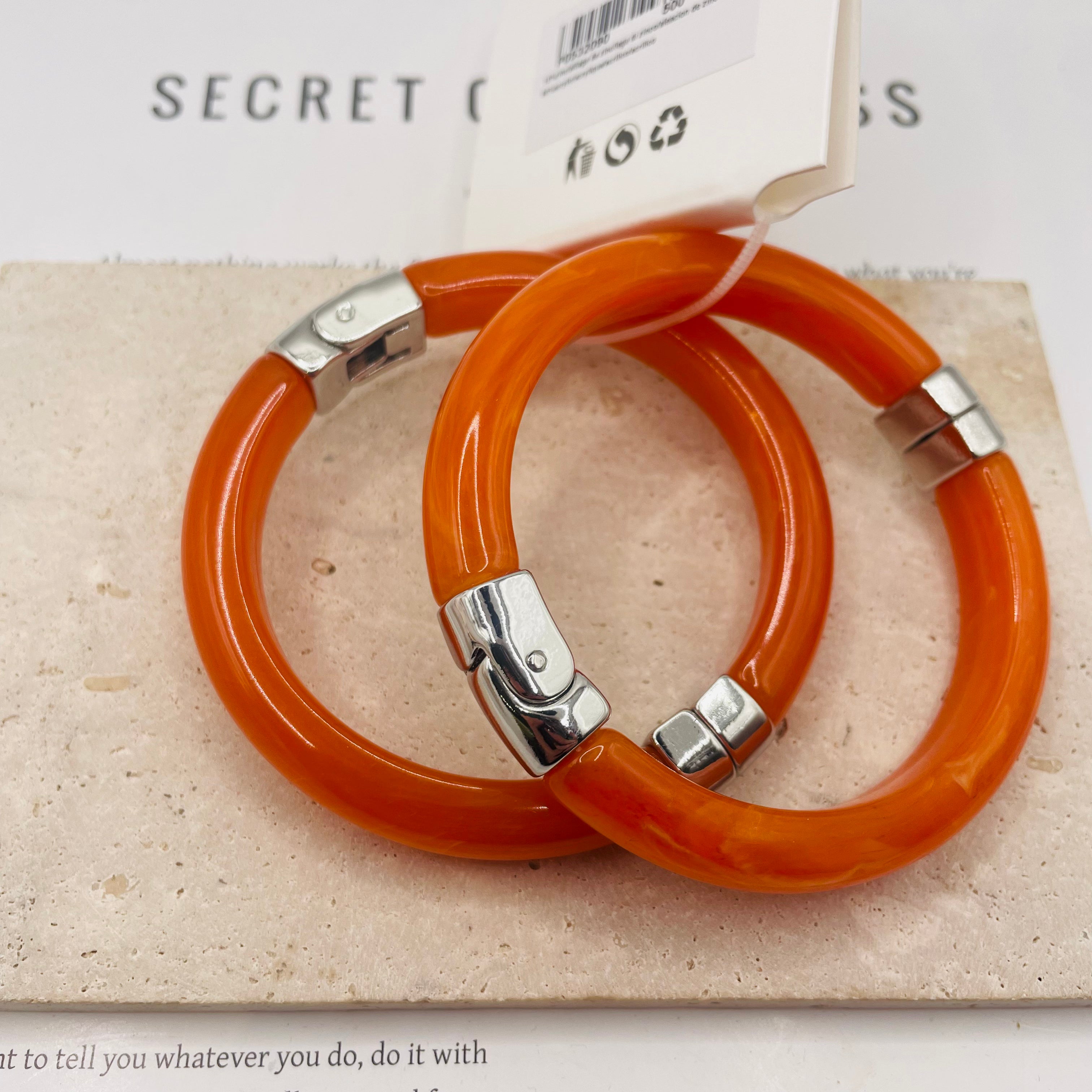 Pulseras de resina de 2 piezas por conjunto, 4 colores disponibles, pulseras de bisagra elegantes al por mayor|JI JOYA