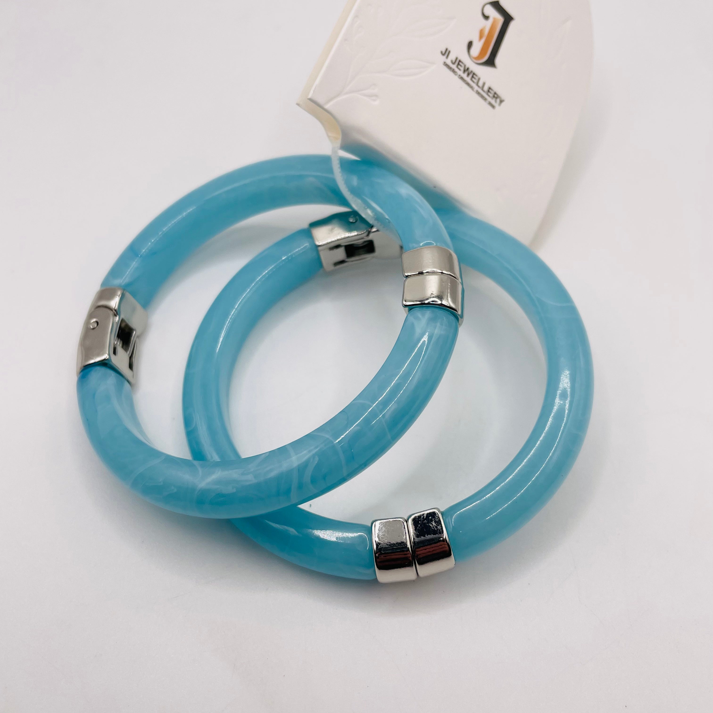 Pulseras de resina de 2 piezas por conjunto, 4 colores disponibles, pulseras de bisagra elegantes al por mayor|JI JOYA