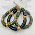 Pulseras de cuentas curvas de ágata con acabado dorado | Lote mayorista B2B, 2 colores disponibles|JI JOYA