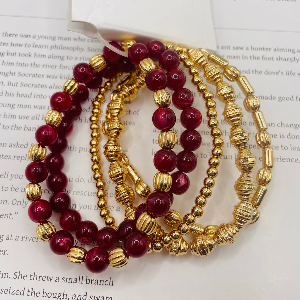 Pulseras de Cuentas de Piedra Natural con Dorado, Lote al Por Mayor, 2 Colores Disponibles, Accesorio de Moda Elegante| JI JOAY