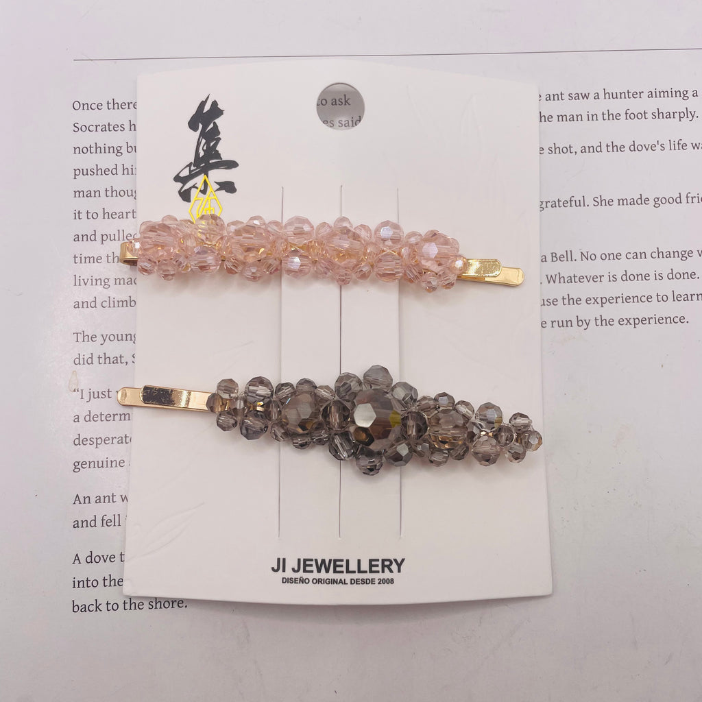 Set de 2 Pasadores de Pelo con Cristales de Lujo | Mayorista de Accesorios de Moda|JI JOYA