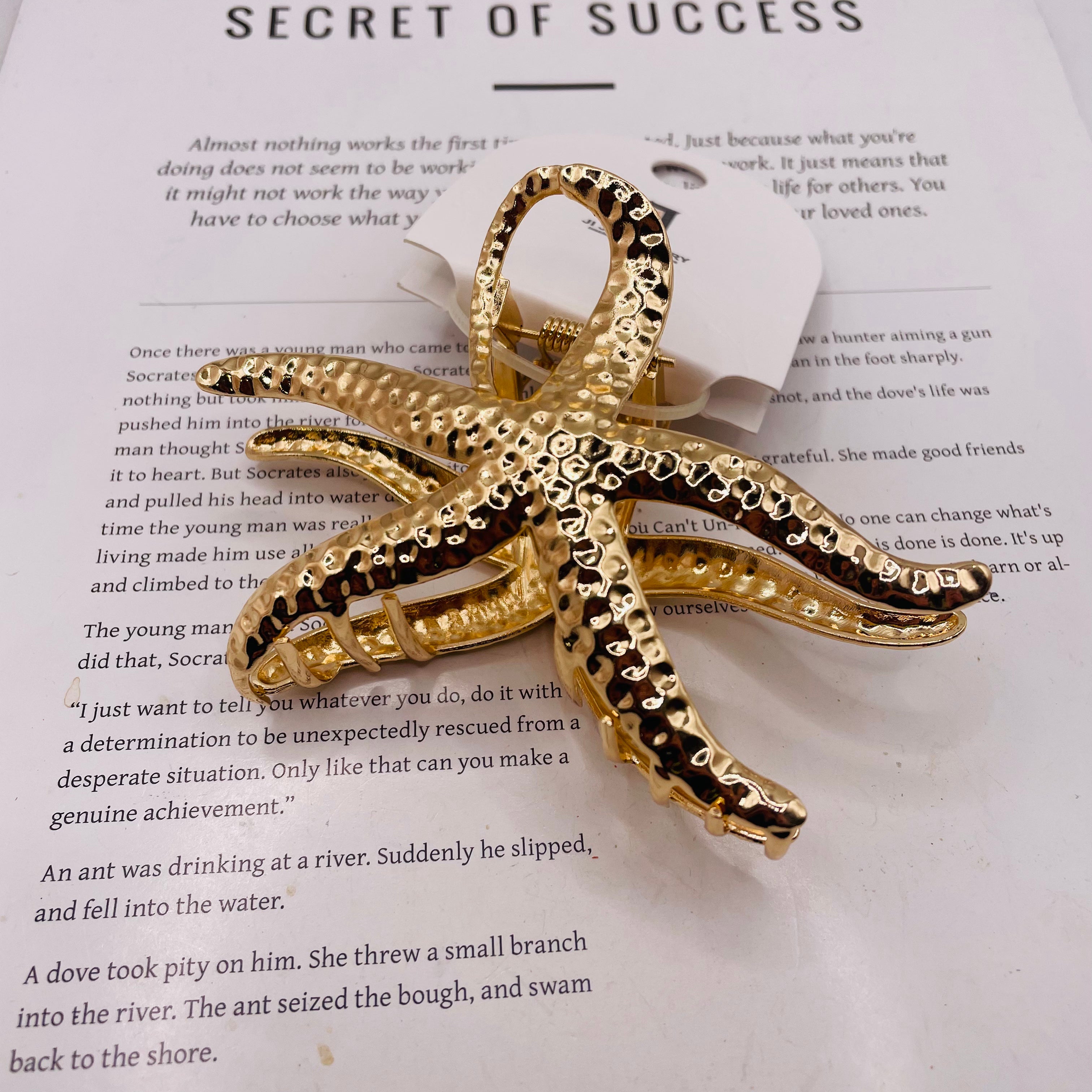 Pinza de pelo de estrella de mar dorada | Accesorio de pelo metálico para mujer | Al por mayor|JI JOYA