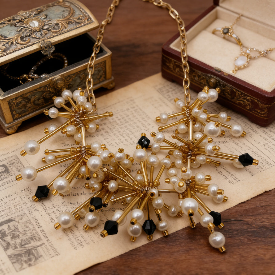 Collar de Gargantilla Estrella con Perlas y Cristales Transparentes - Joyería Minimalista Lujosa|JI JOYA