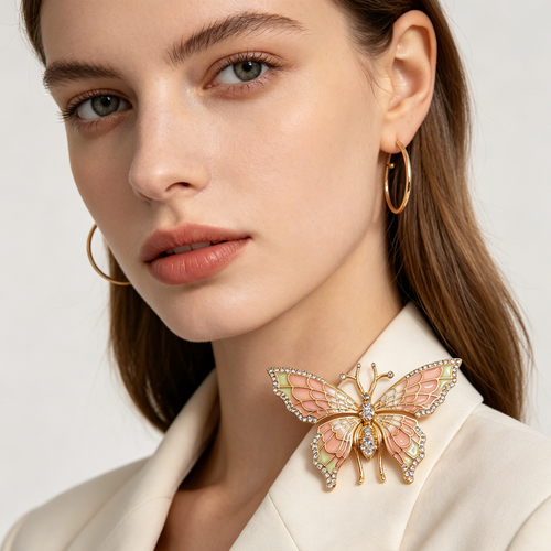 Broche de Mariposa Vintage con Pedrería, 2 Colores Disponibles, Accesorio de Ropa Elegante al Por Mayor para Mujer, Broche Decorativo de Aleación de Zinc para Traje, Chaqueta, Vestido|JI JOYA