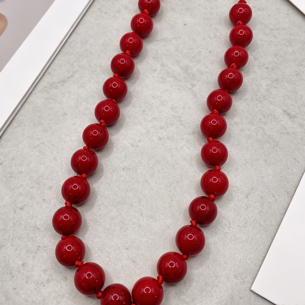 Collar de cuentas rojas gruesas, joyería de moda al por mayor, accesorios para tiendas|JI JOYA